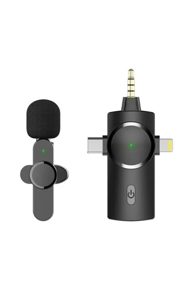ASFAL 3 in 1 Iphone Type c Aux Kablosuz Yaka Mikrofonu, Canlı Yayın, Tiktok Wireless Yaka Mikrofonu ürün görseli 1
