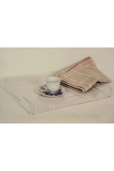 ASFAL Şeffaf Pleksi Tepsi 35x25 cm Servis Kahve Çay Ve Sunum Tepsisi ürün görseli 1