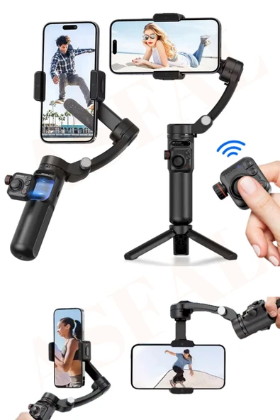 ASFAL Akıllı Tripod Hareketli Gimbal Kumandalı Çok Amaçlı Video Selfie Telefon Tutucu ürün görseli 1
