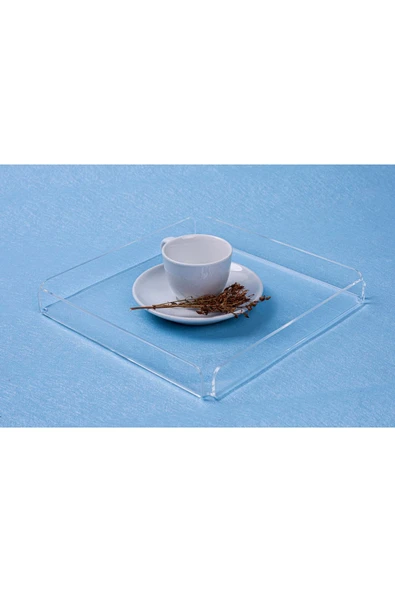 ASFAL Şeffaf Pleksi Tepsi 20x20 cm Servis Kahve  Çay Ve Sunum Tepsisi ürün görseli 1
