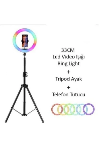 ASFAL 210 Cm Tripot 13 Inç 33 Cm Rgb Işık Çok Renkli Makyaj Tiktok Selfie Işığı Selfie Çubuğu Tripod ürün görseli 1