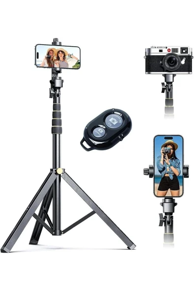 ASFAL 195 Cm Çantalı, Kumandalı 2in1 Tripod Ve Selfie Çubuğu Telefon Ve Kamera Uyumlu Taşınabilir Monopod ürün görseli 1