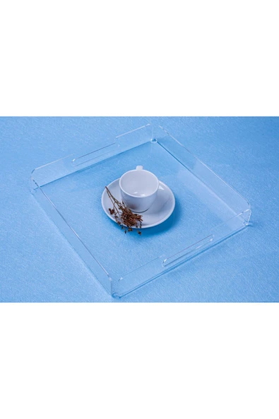 ASFAL Şeffaf Pleksi Tepsi 25x25 Cm Servis, Kahve, Çay Ve Sunum Tepsisi ürün görseli 1