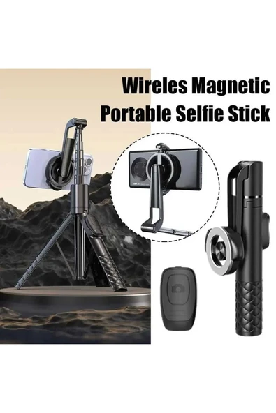 ASFAL Magsafe Uyumlu, Kumandalı Katlanabilir Selfie Çubuğu, Taşınabilir 130 cm Tripod ürün görseli 1