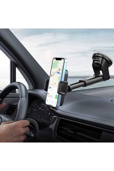 ASFAL Araç İçi Uzayan Ayarlanabilir Telefon Tutucu, Cam ve Torpido Uyumlu Şık ve Kaliteli 360° Kullanılır ürün görseli 1