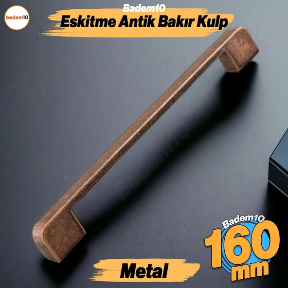 Radus Antik Bakır Metal Kulp 160 mm 16 cm Mobilya Çekmece Mutfak Dolabı Dolap Kulpları Kulbu Kulpu ürün görseli 1