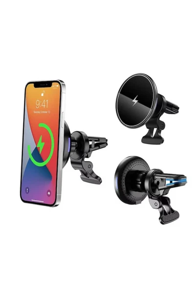 ASFAL Kablosuz Şarj Özellikli 15w Magsafe Wireless Araç Telefon Tutucu Iphone 14 13 12 Pro Max Mini Uyumlu ürün görseli 1