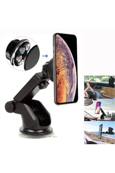 ASFAL Araç Içi Vantuzlu Manyetik Mıknatıslı Telefon Tutucu Tutacağı Uzayabilen Car Holder ürün görseli 1
