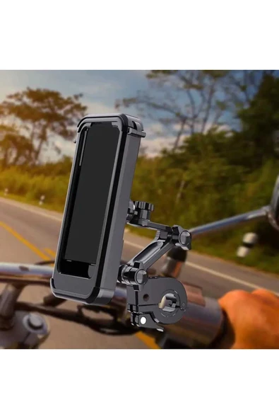 ASFAL Gidon Bağlantılı, Kilit Mekanizmalı, 360° Dönen Su Geçirmez Bisiklet ve Motosiklet Telefon Tutucu ürün görseli 1