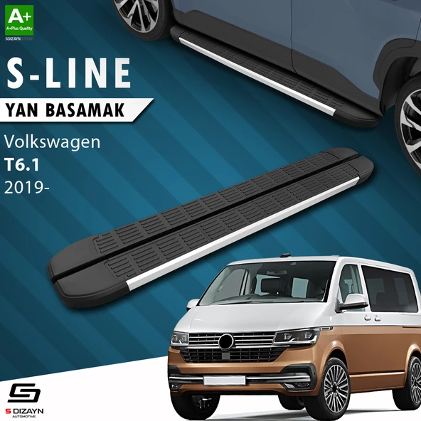 S-Dizayn VW Transporter T6.1 Uzun Şase S-Line Aluminyum Yan Basamak 253 Cm 2019 Üzeri A+ Kalite ürün görseli 1