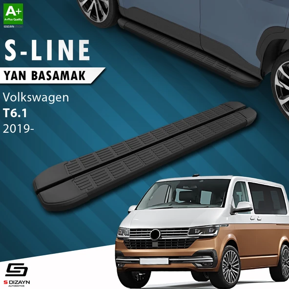 S-Dizayn VW Transporter T6.1 Uzun Şase S-Line Siyah Yan Basamak 253 Cm 2019-2025 A+ Kalite ürün görseli 1