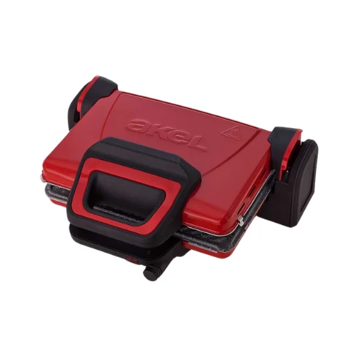 AB680 1600W Kırmızı Tost Makinesi, Termostatlı, Granit Pişirme Yüzeyli ürün görseli 1