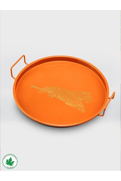 24cm Metal Kulplu Tepsi (Aslan Baskılı) - Resim 10