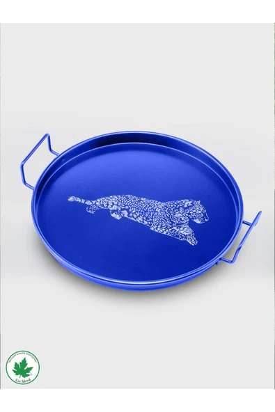 24cm Metal Kulplu Tepsi (Aslan Baskılı) - Resim 5