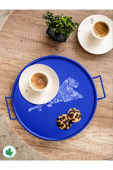 24cm Metal Kulplu Tepsi (Aslan Baskılı) - Resim 2