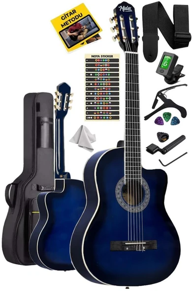 Midex MGX-100BL-BAG Üst Seviye Klasik Gitar 4/4 Sap Ayarlı (Tuner Çanta Askı Capo Metod Pena) ürün görseli 1