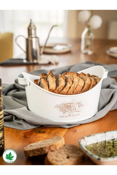 Metal Kayık Ekmeklik, Gondol Ekmeklik, Ekmek Sepeti, Sunumluk (Fresh Bread Baskılı) ürün görseli 1