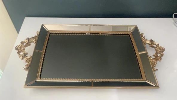 SELİM DEKOR JULİA AYNALI TEPSİ VİZON 25X40X3 CM ürün görseli 1