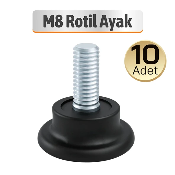 10 ADET Bingo Rotil Ayak Ayakları M8 Civatalı 8 mm Siyah Profil Ayağı 2.5 Cm ürün görseli 1
