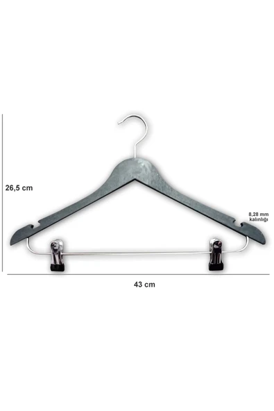 6 Adet Mandallı Etek pantolon Askısı 43 Cm 1.sınıf Kalite, Lüx ürün görseli 1