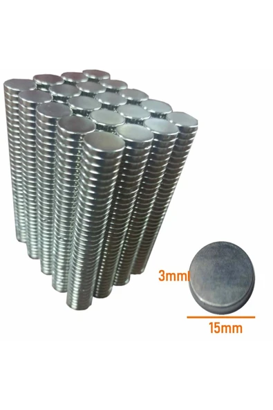Neodyum Mıknatıs 15 x 3mm Nikel 20 Adet Fiyatıdır ürün görseli 1