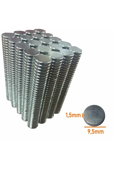 Neodyum Mıknatıs 9,5x1,5 mm Nikel 250 Adedin Fiyatıdır ürün görseli 1