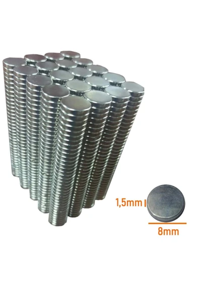Neodyum Mıknatıs 8x1,5 Mm Nikel 300 Adet Fiyatıdır ürün görseli 1