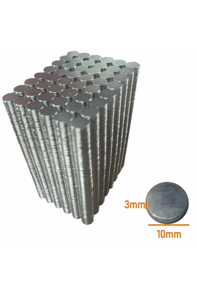Neodyum Mıknatıs 10x3 mm Nikel 100 Adet Fiyatıdır ürün görseli 1