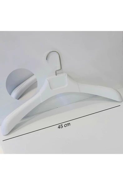 12 Adet Beyaz Plastik, Elbise, Ceket Askısı 45 Cm 1.sınıf Kalite, Lüx ürün görseli 1