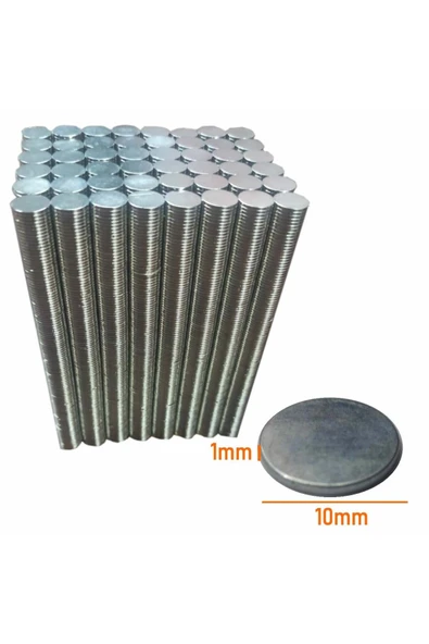 Neodyum Mıknatıs 10x1 mm Nikel 300 Adet Fiyatıdır ürün görseli 1