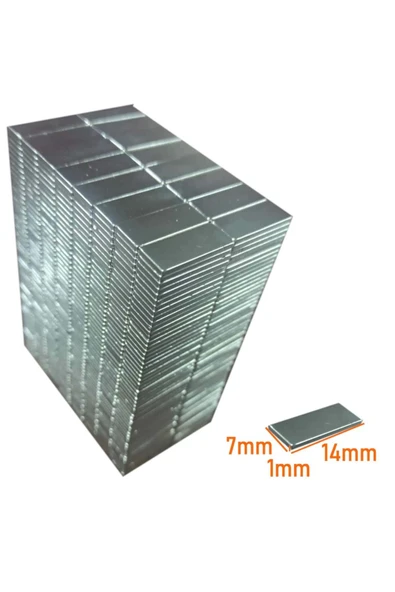 Neodyum Mıknatıs 14x7x1 Mm Nikel 100 Adet Fiyatıdır ürün görseli 1