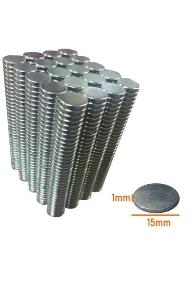 Neodyum Mıknatıs 15 X 1 Mm Nikel 100 Adet Fiyatıdır ürün görseli 1