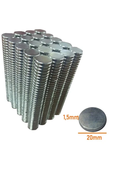 Neodyum Mıknatıs 20 x 1,5 mm Nikel 30 Adet Fiyatıdır ürün görseli 1