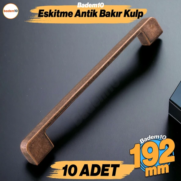 Radus 10 Adet Antik Bakır Metal Kulp 192 mm Mobilya Çekmece Mutfak Dolabı Dolap Kulpları Kulbu Kulpu ürün görseli 1