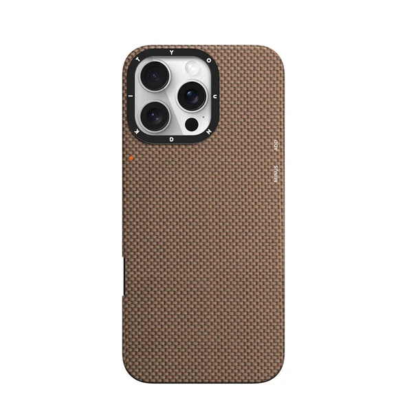 Apple iPhone 16 Pro Max Kılıf M-safe Şarj Özellikli Aramid Fiber Youngkit 1500D Kevlar Extreme Wing Titanyum-Gold Serisi Kapak ürün görseli 1