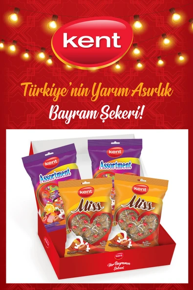 Kent Karışık ve Misbon Sütlü Bayram Şekeri (375 Gr x 4 Adet) ürün görseli 1