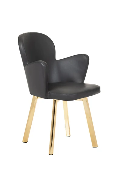 MARKAELZ GOLD METAL AYAKLI SALON/MUTFAK SANDALYESİ KOLLUKELEBEK (DERİ) - Resim 2