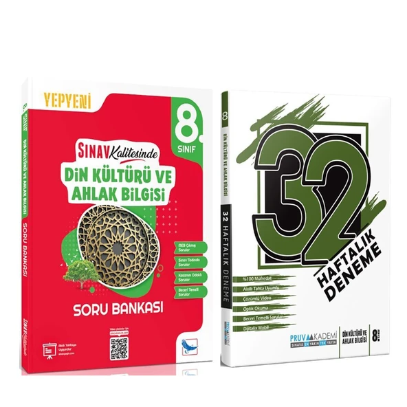 Sınav 8. Sınıf Din Kültürü ve Ahlak Bilgisi Soru Bankası ve Pruva 32 Haftalık Deneme Seti 2 Kitap ürün görseli 1