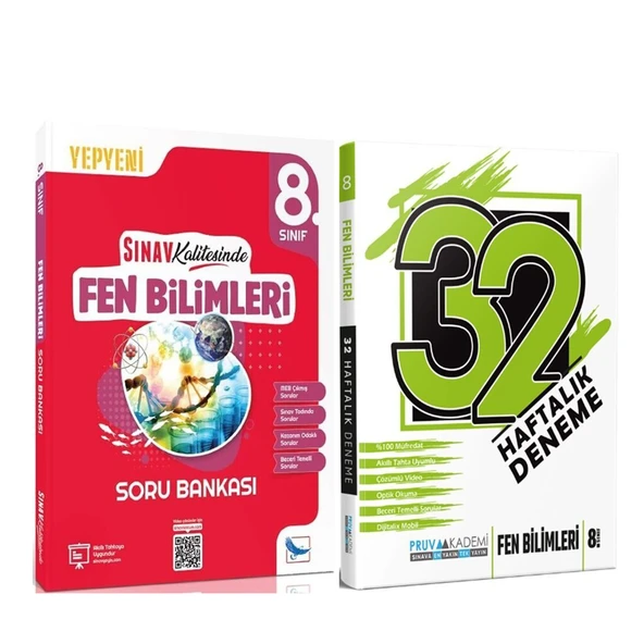 Sınav Yayınları 8. Sınıf Fen Bilimleri Soru Bankası ve Pruva 32 Haftalık Deneme Seti 2 Kitap ürün görseli 1