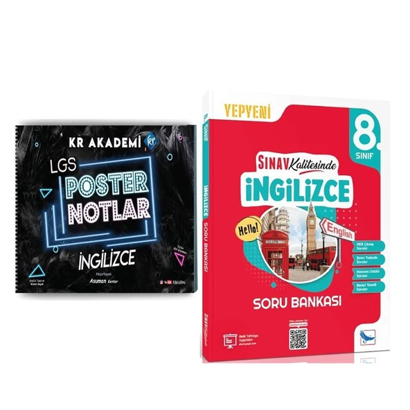 KR Akademi 8. Sınıf LGS İngilizce Poster Notlar ve Sınav Yayınları Soru Bankası Seti 2 Kitap ürün görseli 1
