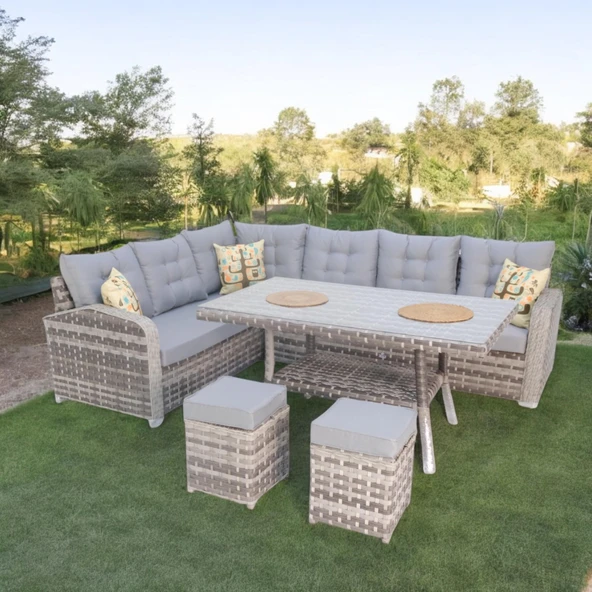 Aria | Rehome Rattan İki Puflu L Köşe Takımı | 708 ürün görseli 1