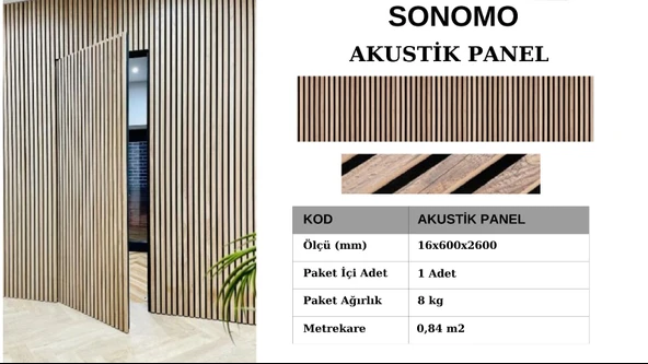 AKUSTİK DUVAR PANELİ 60 X 260 CM SONOMO ürün görseli 1