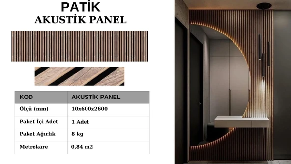 AKUSTİK DUVAR PANELİ 60X260 CM PATİK ürün görseli 1