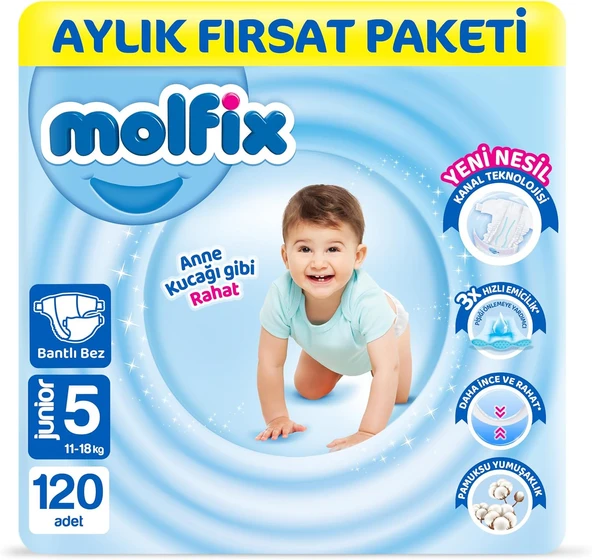 Molfix 5 Numara Junior 120'li Bebek Bezi ürün görseli 1