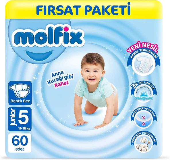Molfix 5 Numara Junior 60'lı Bebek Bezi ürün görseli 1