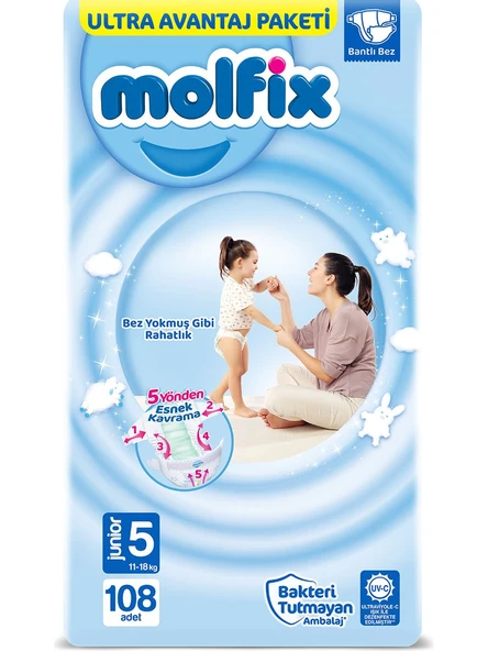 Molfix 5 Numara Junior 108'li Bebek Bezi ürün görseli 1
