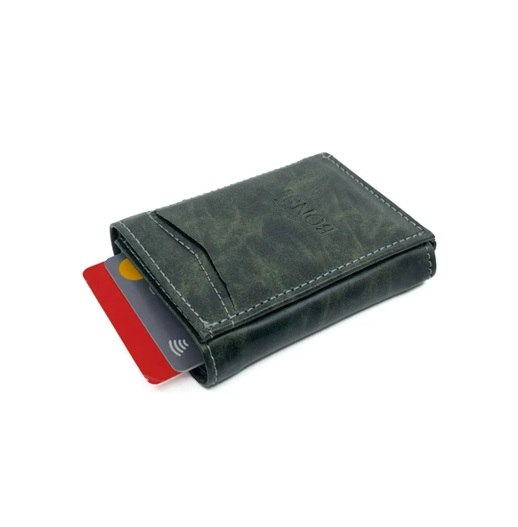 Bons Deri RFID Mekanizmalı Cüzdan - Yeşil - Resim 4