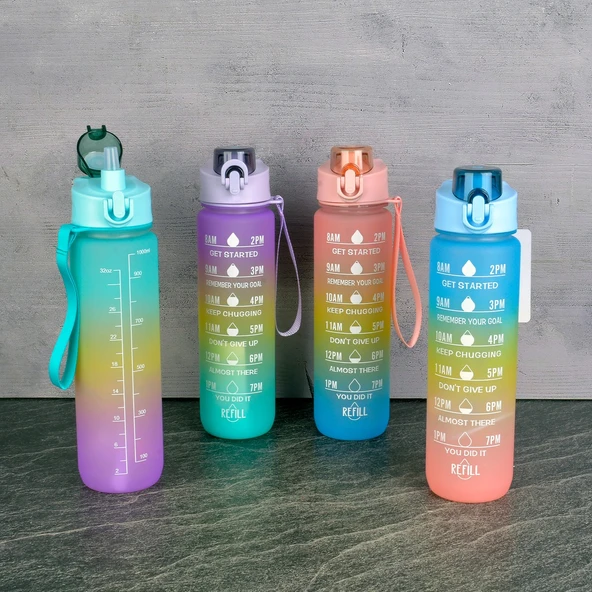 Tohana Matara Plastik Motivasyon 1Lt Fit Çift Renk Boyalı Ölçü Baskılı H2O75568 0234 ürün görseli 1