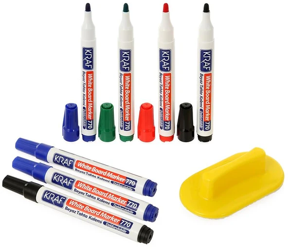 KRAF BEYAZ TAHTA KALEMI & SILGI SET 778G 8 LI ürün görseli 1
