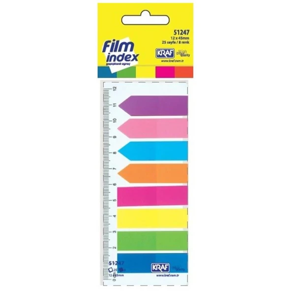 KRAF INDEX FILM (PP) 12X45MM 8 RENK X 25YP BAYRAK ürün görseli 1